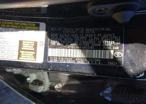 2018 Toyota Camry Se from USA, damaged, VIN 4T1B11HK4JU632183
